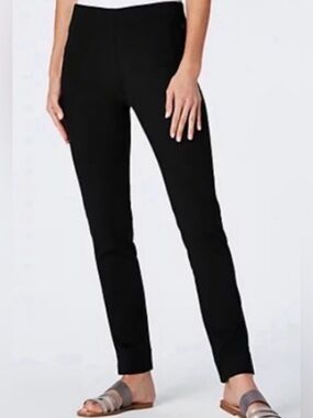 NWT J. Jill Ponte Slim Leg Black Knit Pull On Pants Stretch Size Medium
